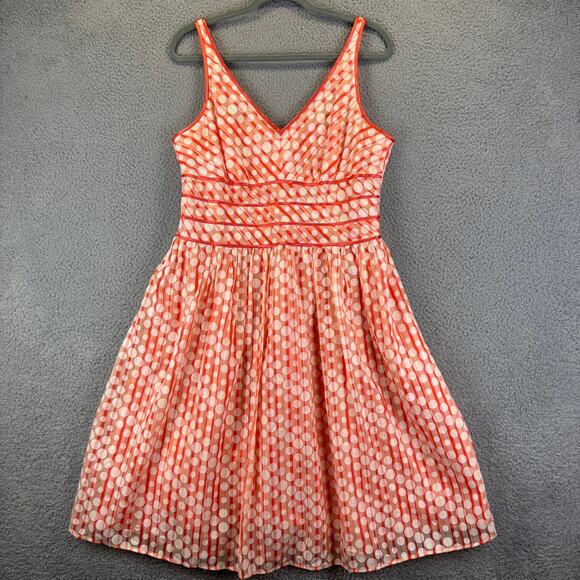 Y2K Dress 14P Twee Rockabilly Pin up Feminine Polka Dot Fit Flare Empire Waist - Picture 1 of 10